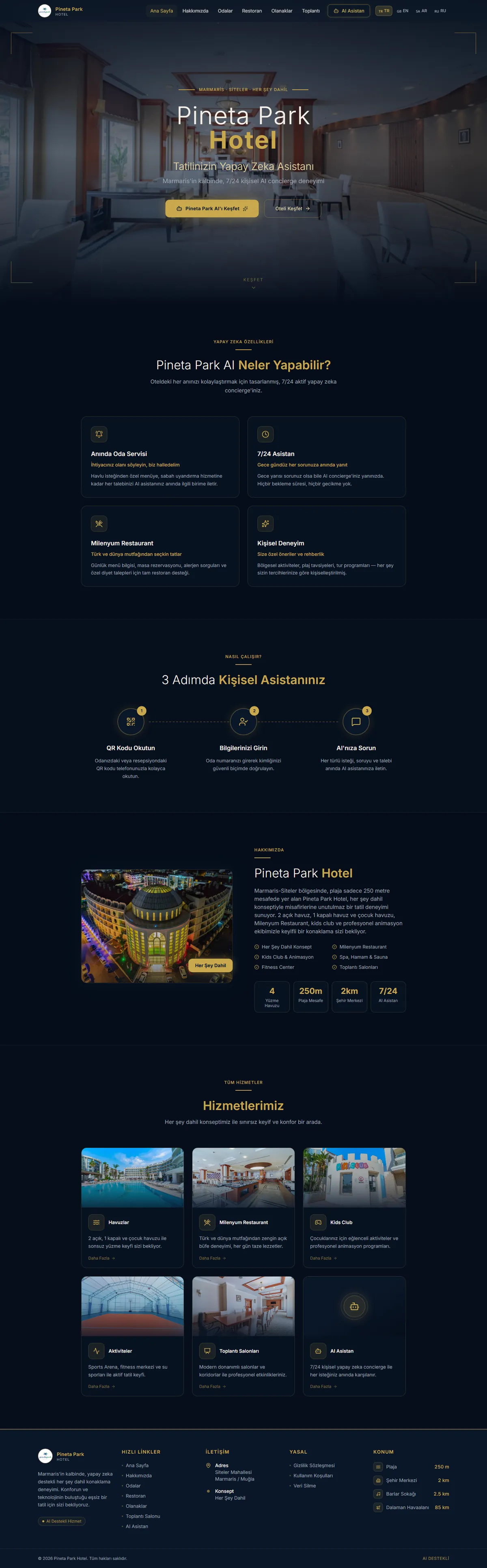 Pineta Park Hotel web sitesinin masaüstü ekran görüntüsü